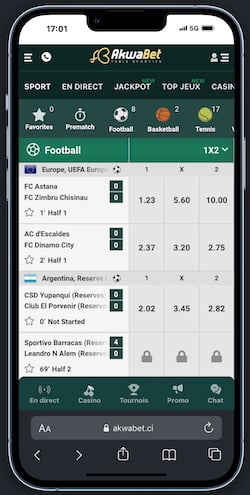 Notre opinion sur l'interface mobile Akwabet
