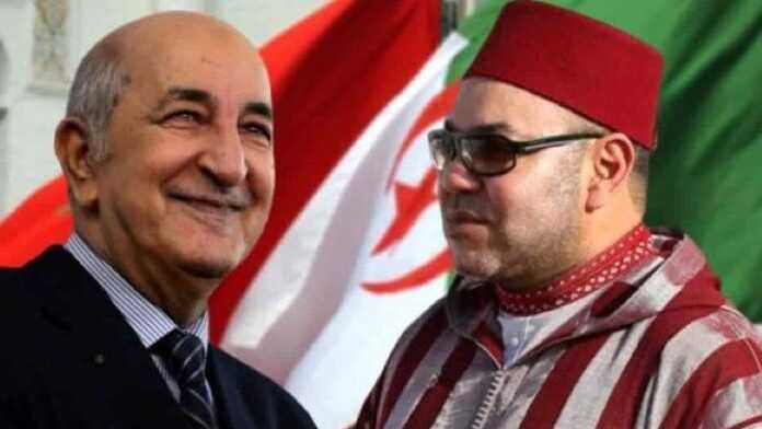 Abdelmadjid Tebboune et Mohammed VI et drapeau du Sahara occidental Abdelmadjid Tebboune et Mohammed VI et drapeau du Sahara occidental