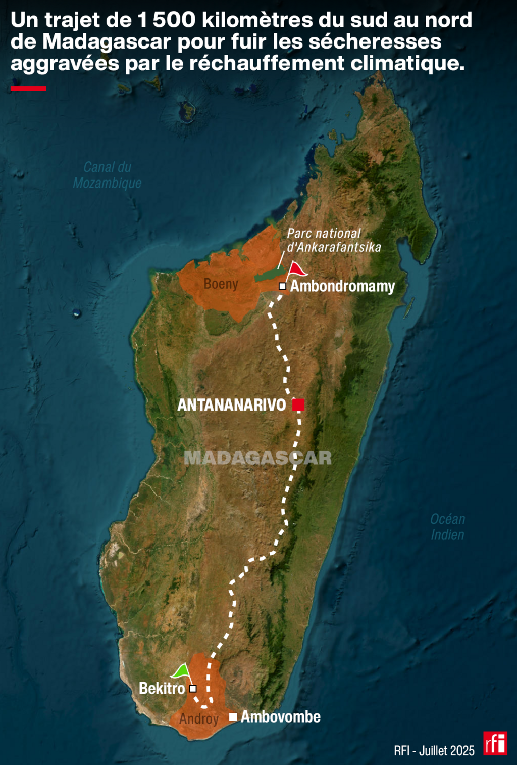 Les autorités malgaches n’ont pas aidé ni protégé les déplacés climatiques du sud de Madagascar, selon Amnesty International. Dans un rapport publié mercredi 30 juillet, l’ONG montre que 90 000 personnes ont dû quitter le sud du pays entre 2018 et 2024, notamment la région de l’Androy en direction du nord.