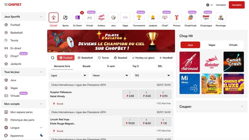Choplife est un bookmaker de Côte d'Ivoire avec une licence de la LONACI