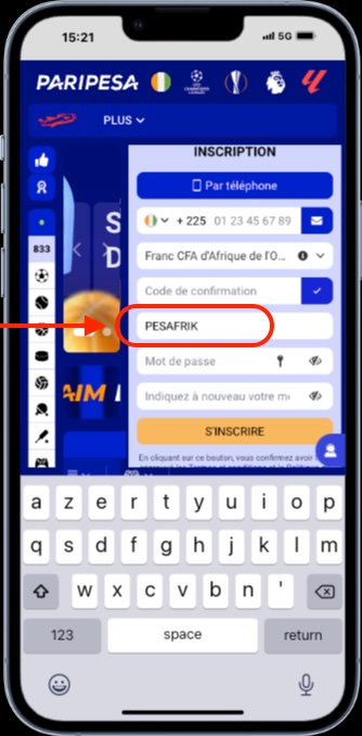 inscription Paripesa