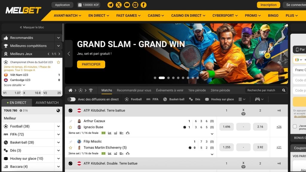 Melbet est l'un des bookmakers avec le bonus de bienvenue le plus agressif en Côte d'Ivoire