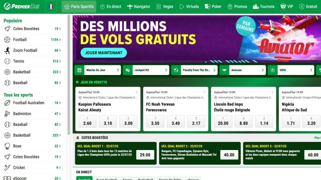 Premier Bet a un excellent catalogue de promos à destination des joueurs de Côte d'Ivoire