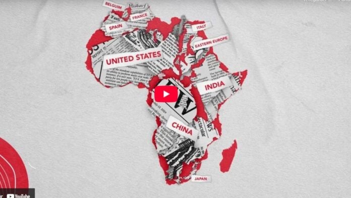 Carte d'Afrique avec la Chine, l'inde, l'Amérique et l'Europe Carte d'Afrique avec la Chine, l'inde, l'Amérique et l'Europe