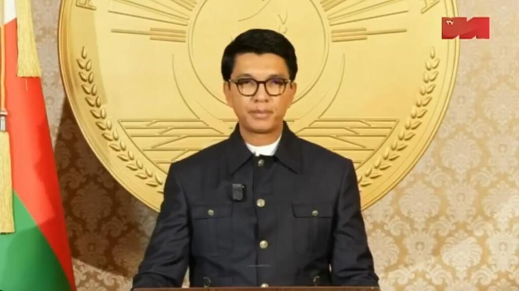 Le président malgache Andry Rajoelina, lors de son allocution télévisée, le 29 septembre 2025.