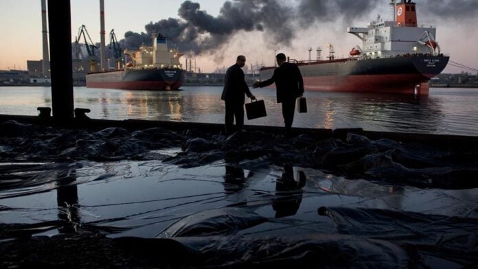 Illustration face sombre du pétrole