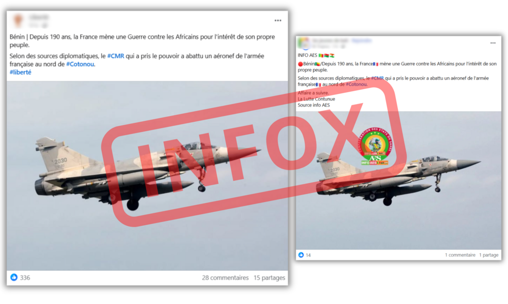 Non, cette photo ne montre pas un avion français abattu au Bénin.