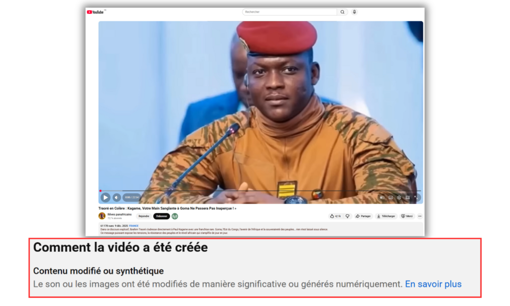 Ce message, présent en bas de la description, est difficile à trouver.