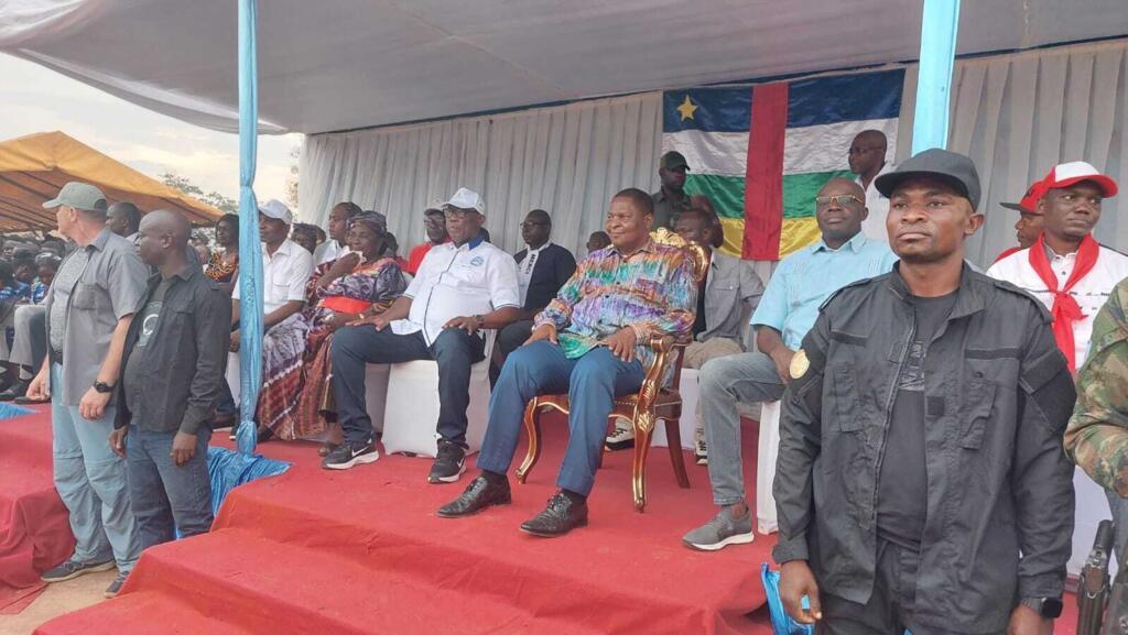 Le président sortant de la Centrafrique, Faustin-Archange Touadéra, en meeting de campagne à Bimbo.