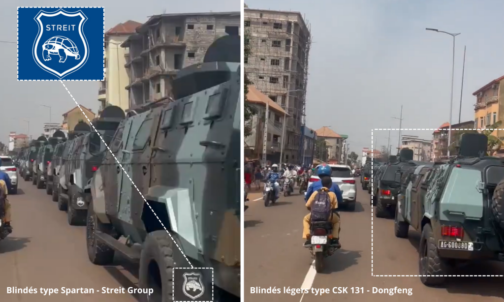 Nous avons identifié des véhicules de fabrication chinoise et émiratie.