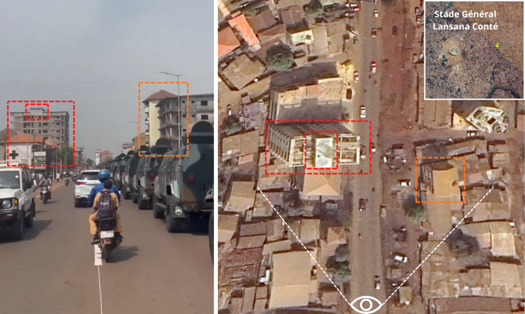 L'immeuble en construction visible à gauche est un élement visuel significatif.