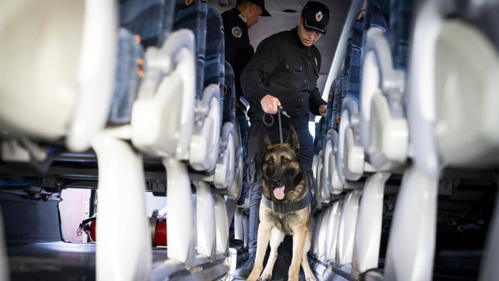 Sur cette photo diffusée par Interpol, un agent fouille un bus de passagers à Tanger, au Maroc, le mercredi 12 novembre 2025. (Image d'illustration)