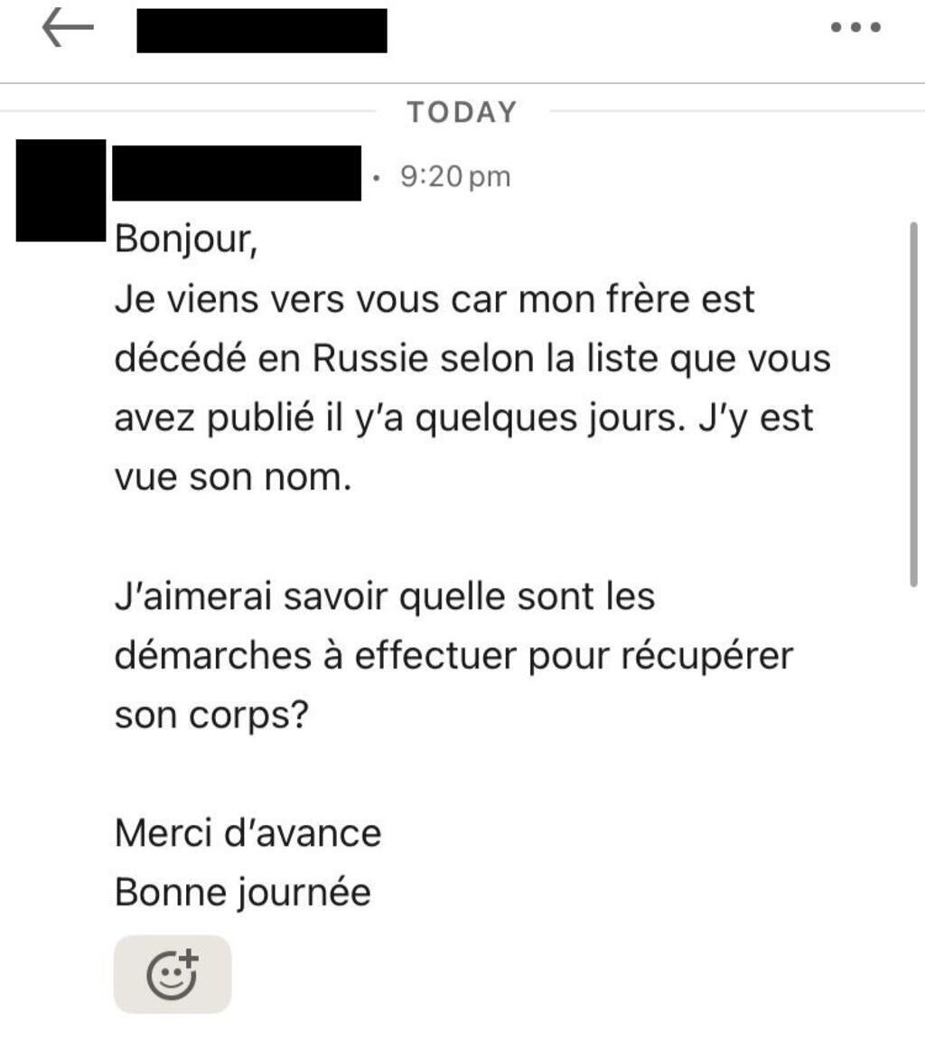 Capture d'écran d'un mail envoyé au collectif All Eyes on Wagner.