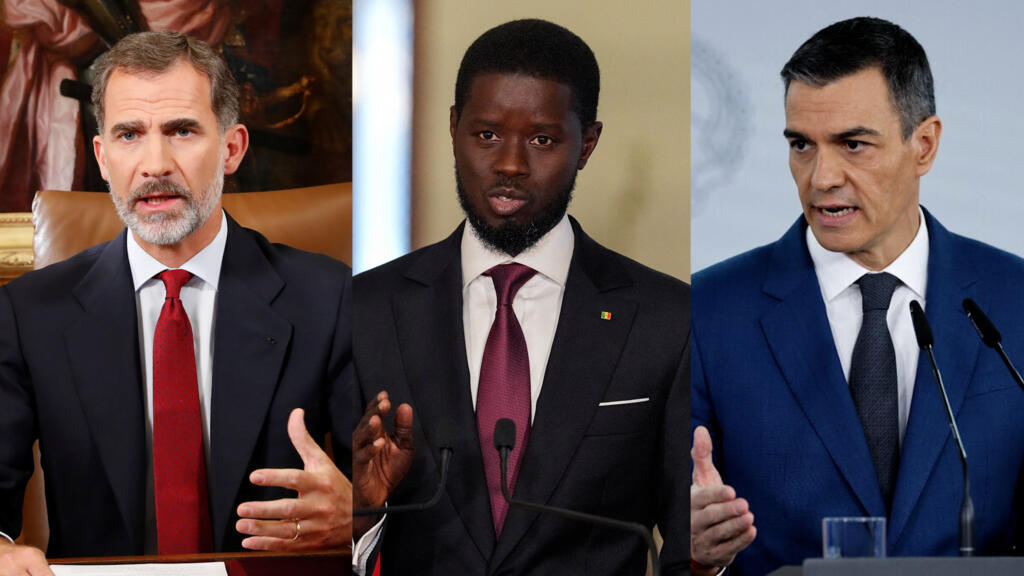 Le Roi Felipe VI Sugaban Senegal Basirou Diomaye Faye.  Le chef du gouvernement espagnol, Pedro Sanchez