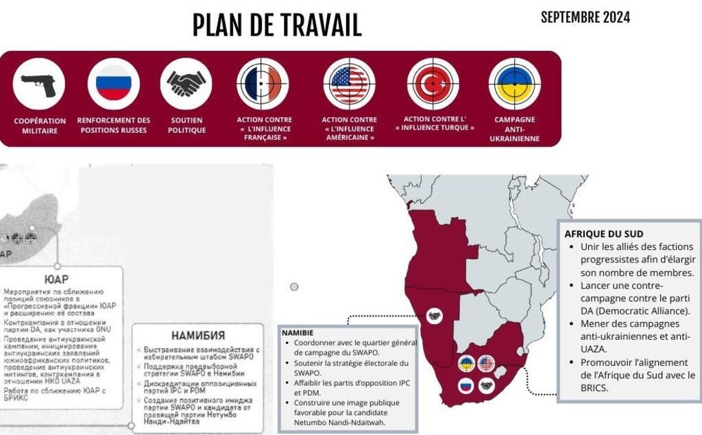 Le «Plan de travail» de la « compagnie », cette agence informationnelle russe, dans une partie de l'Afrique australe.