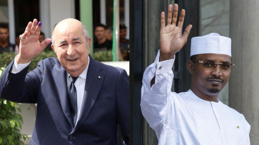 À gauche, Abdelmadjid Tebboune, le président de l'Algérie, et à droite, Mahamat Idriss Déby, le président du Tchad. Ces deux pays ont paraphé plusieurs accords, notamment dans le secteur économique.